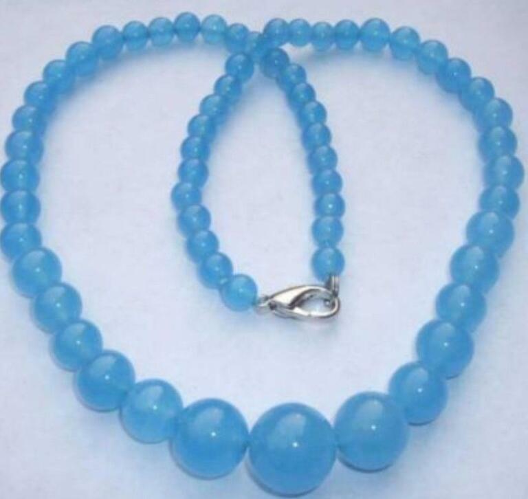 Beautiful 6-14mm blue Brazilian Aquamarine Gems Necklace 18"