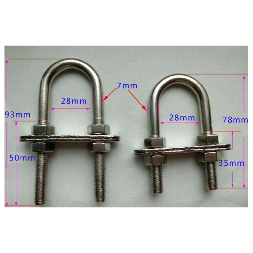 Stainless Steel 316 U  Bow Eye Nuts Washers 7*80mm Boat Tow Trailer .