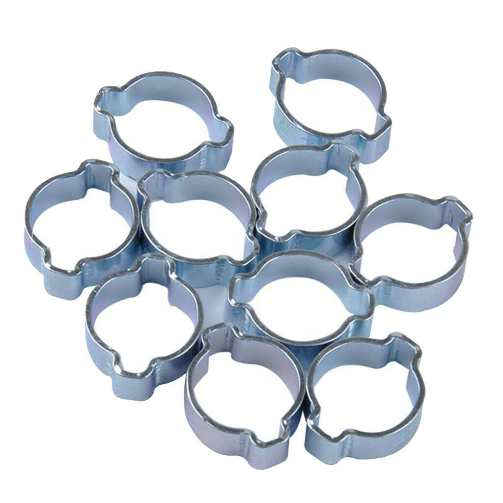 10x  15-18MM  Double Ear Crimp O Clips Air Fuel Hose Pipe Clamps