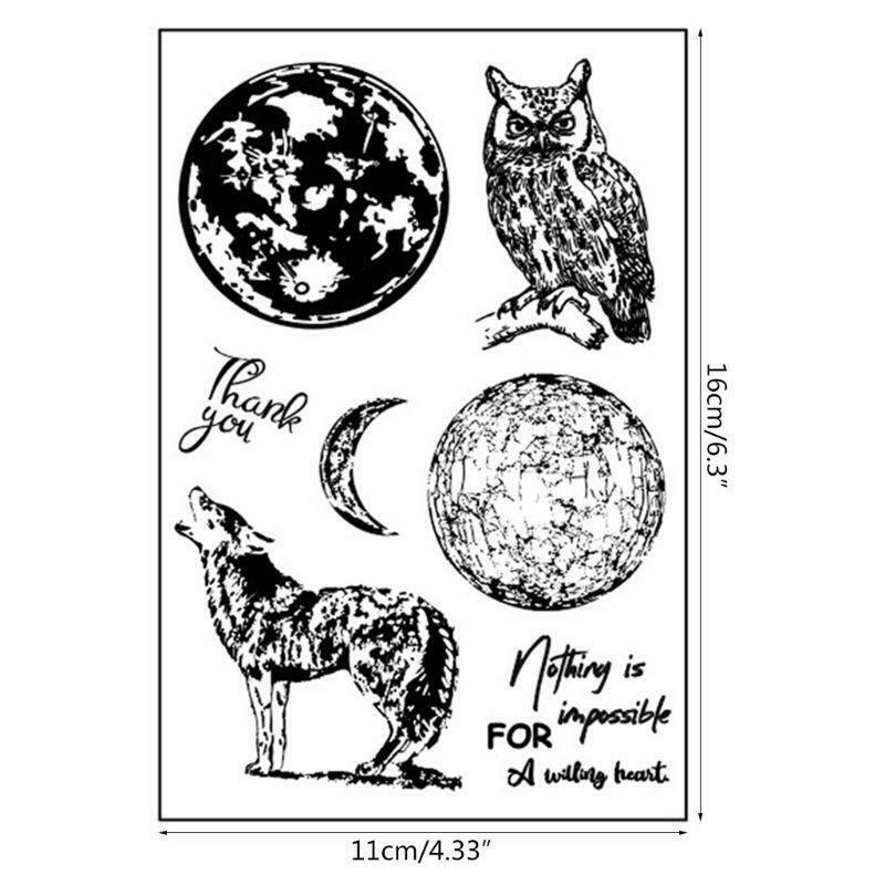 Owl Wolf Moon Silicone Clear Stamp DIY Scrapbooking Photo Album Decor