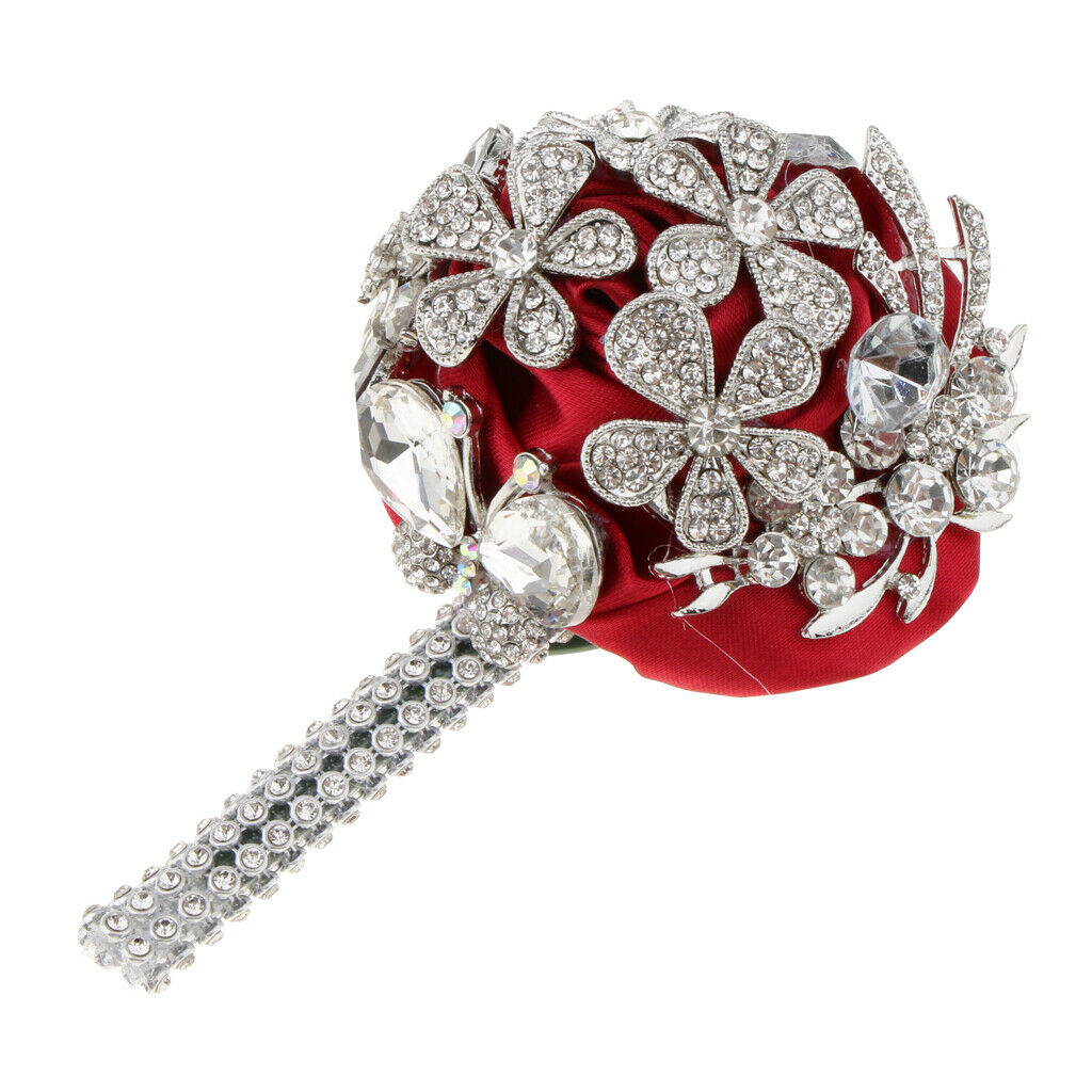 Bride Groom Rhinestone Crystal Corsage Boutonniere Wedding Supplies Wine Red
