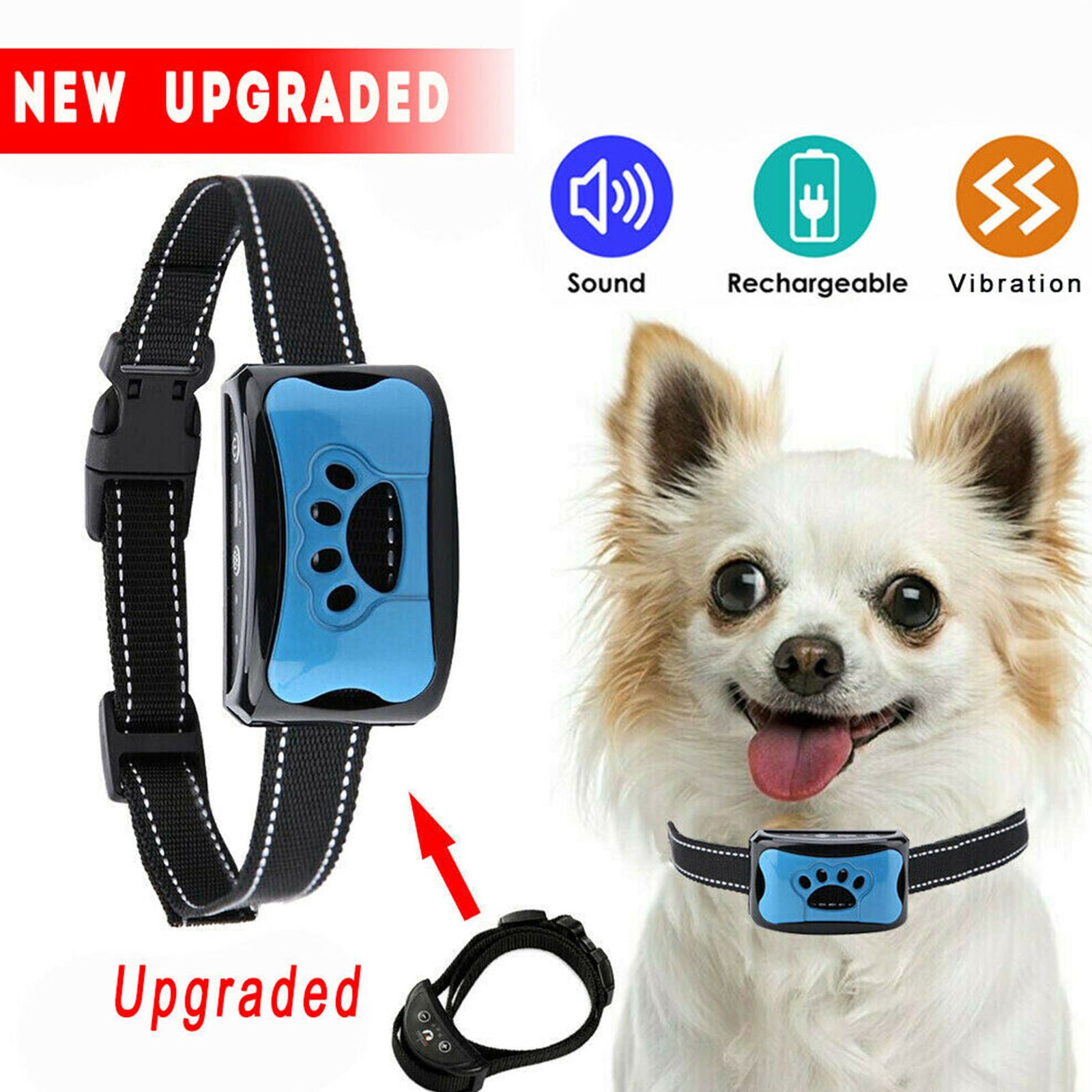 Dog No Bark Collar Small Medium Large Dogs Anti Barking Control Training Equipme