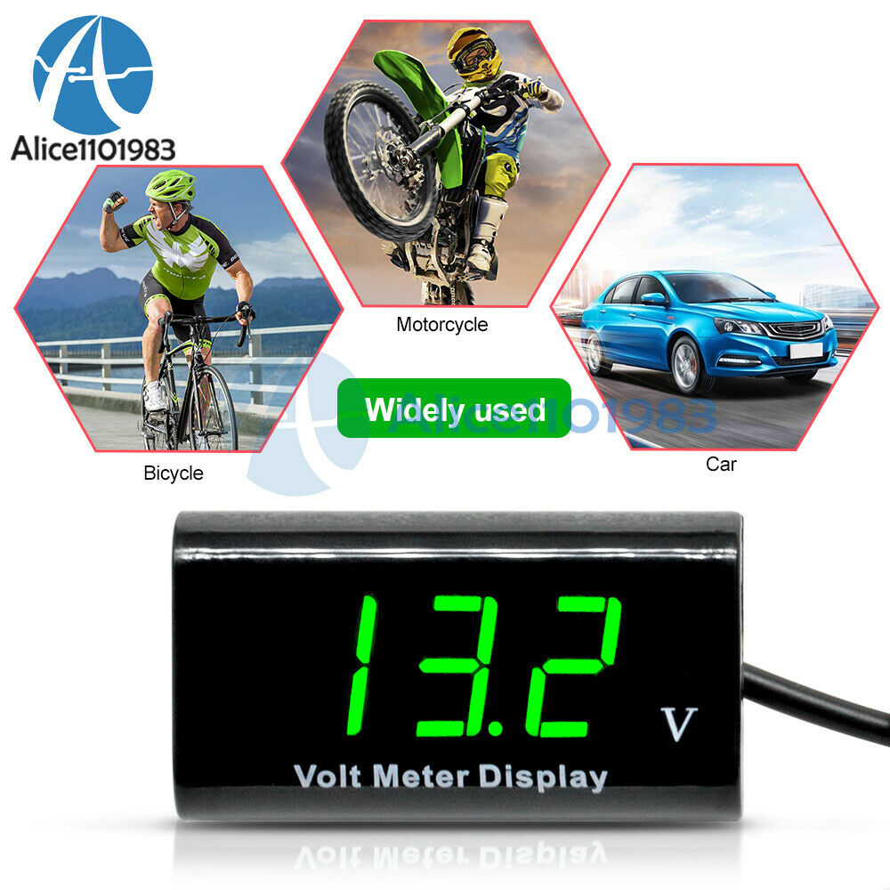 0.56"Digital Tube 12V LED Voltmeter IPX6 Waterproof AMP Volt Meter Green For Car