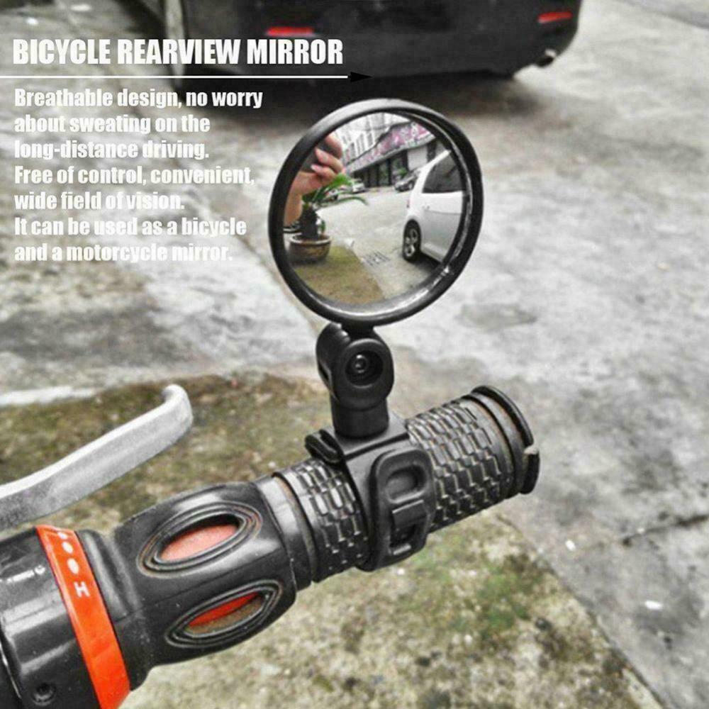 2-part flat adjustable bicycle rearview mirror. Robust handlebar