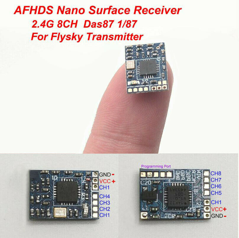 DasMikro 2.4G 8CH AFHDS Nano Surface Receiver Das87 1/87 For Flysky Transmitter