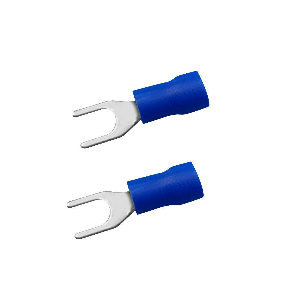 100x Blue Insulated Spade Fork Connector Electrical Crimp Wire Terminals
