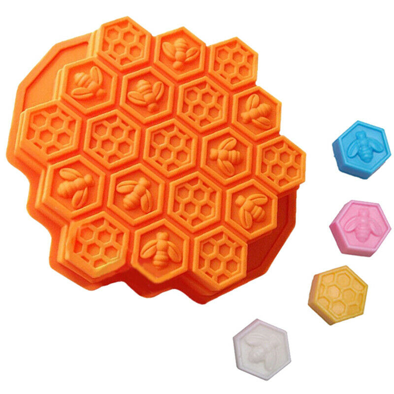 19 Cell Silicone Bee Honeycomb Cake decor Chocolate Soap Candle Bakeware M JBDA