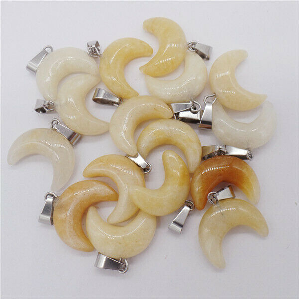15Pcs 20x15x7mm Natural Yellow Aventurine Crescent Moon Pendant Bead DIY HH9545