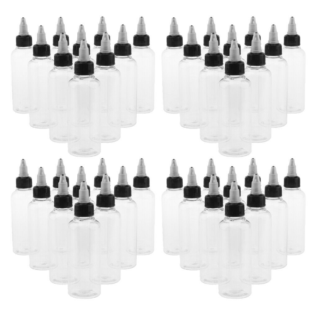 40 Pcs 100ml Clear Plastic Squeeze Bottles with Twist Top Dropper Nozzle Caps