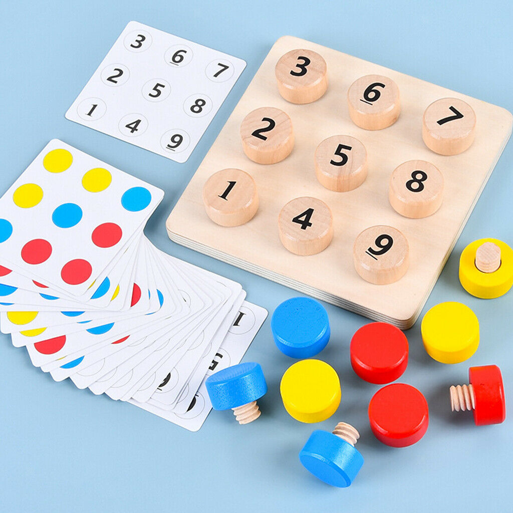 Screw Color Cognition Toys, Wooden Number Puzzle, Montessori Toys for Toddlers,