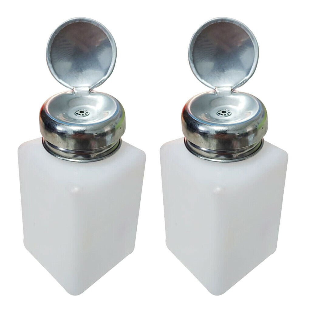 2 lot 7oz Square Makeup Remover Press Pumping Bottle Lockable Pump Dispenser