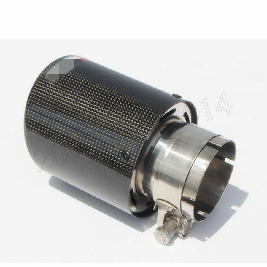 Inlet 3" 76mm Outlet 4.5" 114mm Carbon Fiber Glossy Exhaust Tips Muffler Pipe