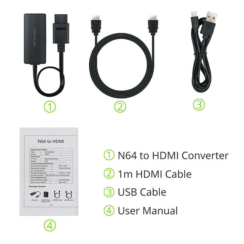 For N64 To HDMI Converter Adapter HD 1080P/720P TV Link Cable for GameCube/SNES