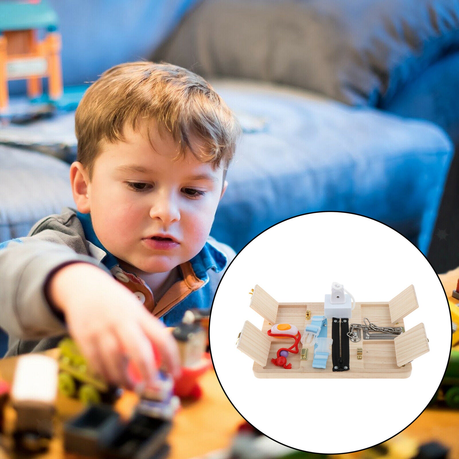 Children Wood Busy Board Montessori Unlock Toys Intelligence Development