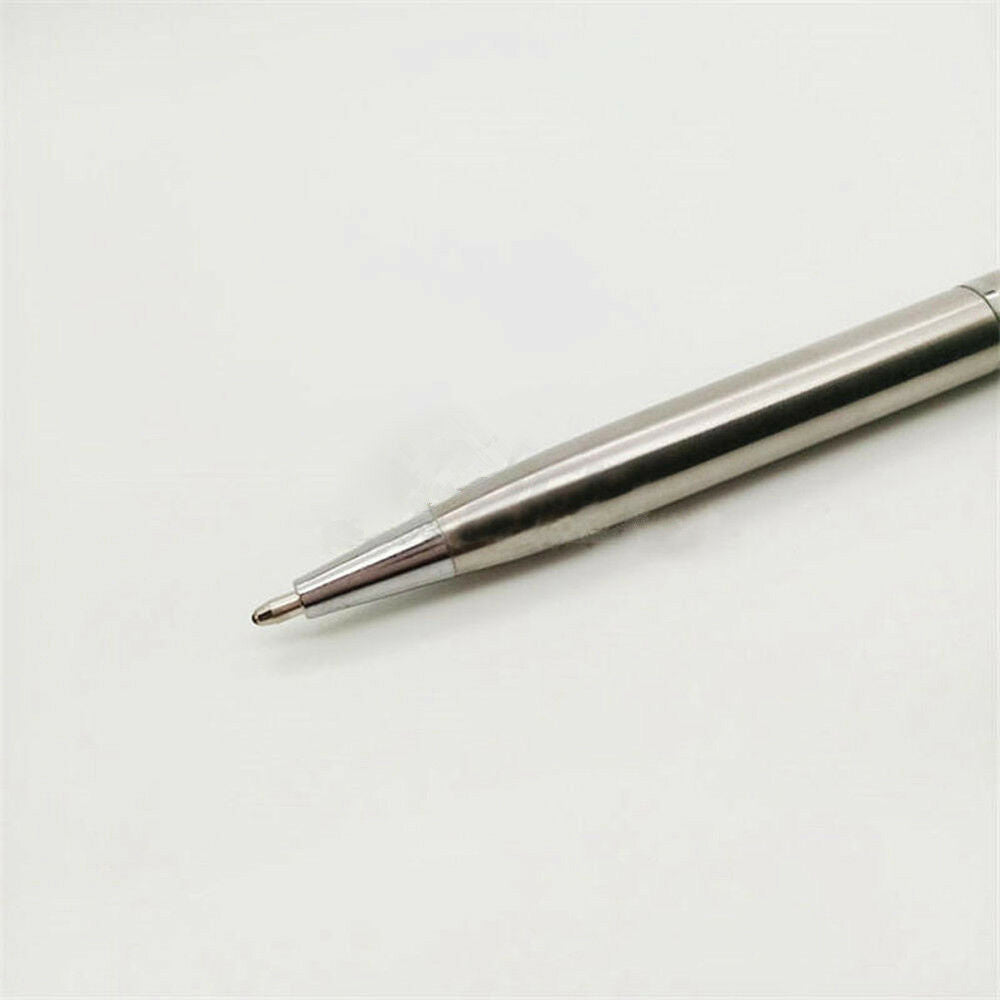 Classic Mini Stainless Steel Rotating Ballpoint Pen Office Stationery Black Ink