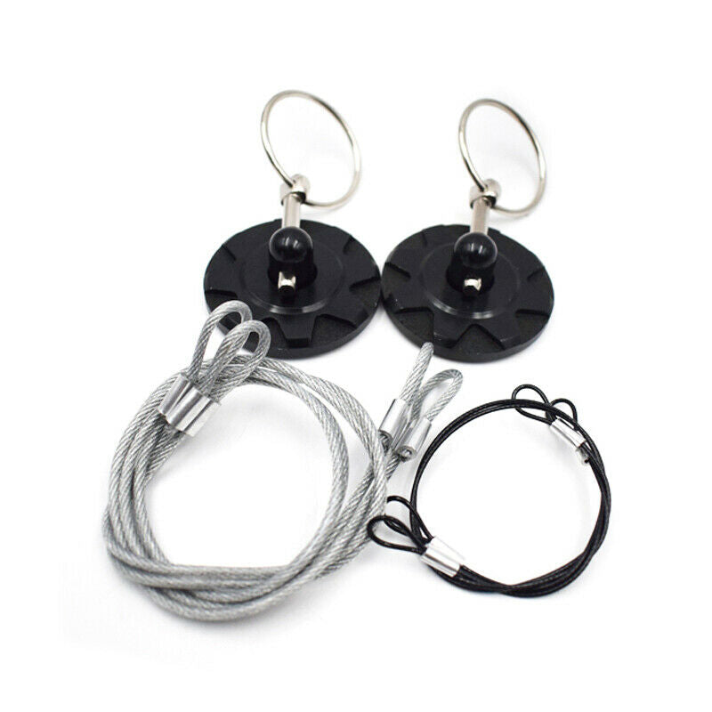 Racing Car Round Bonnet Aluminum Alloy Cable Hood Pin Appearance Lock Kit Black