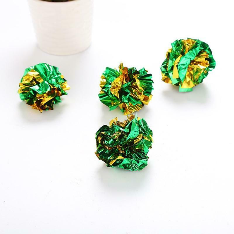 12 Pack Crinkle Balls for Cat 3 Variety Color Cat Mylar Paper Ball Double-Color