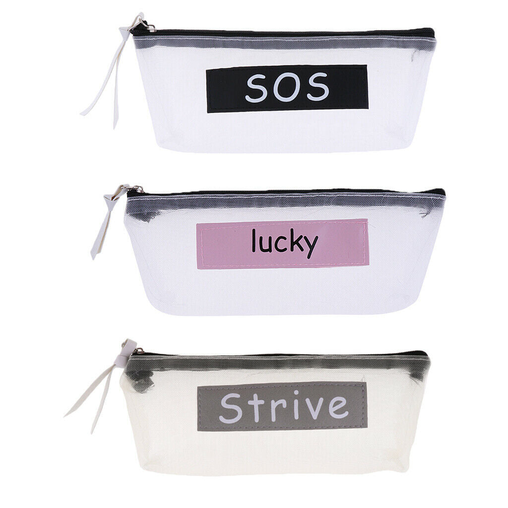 Fashion Zipper Pencil Pen Case Bag Makeup Cosmetic Bag Pouch Dot Lady Black