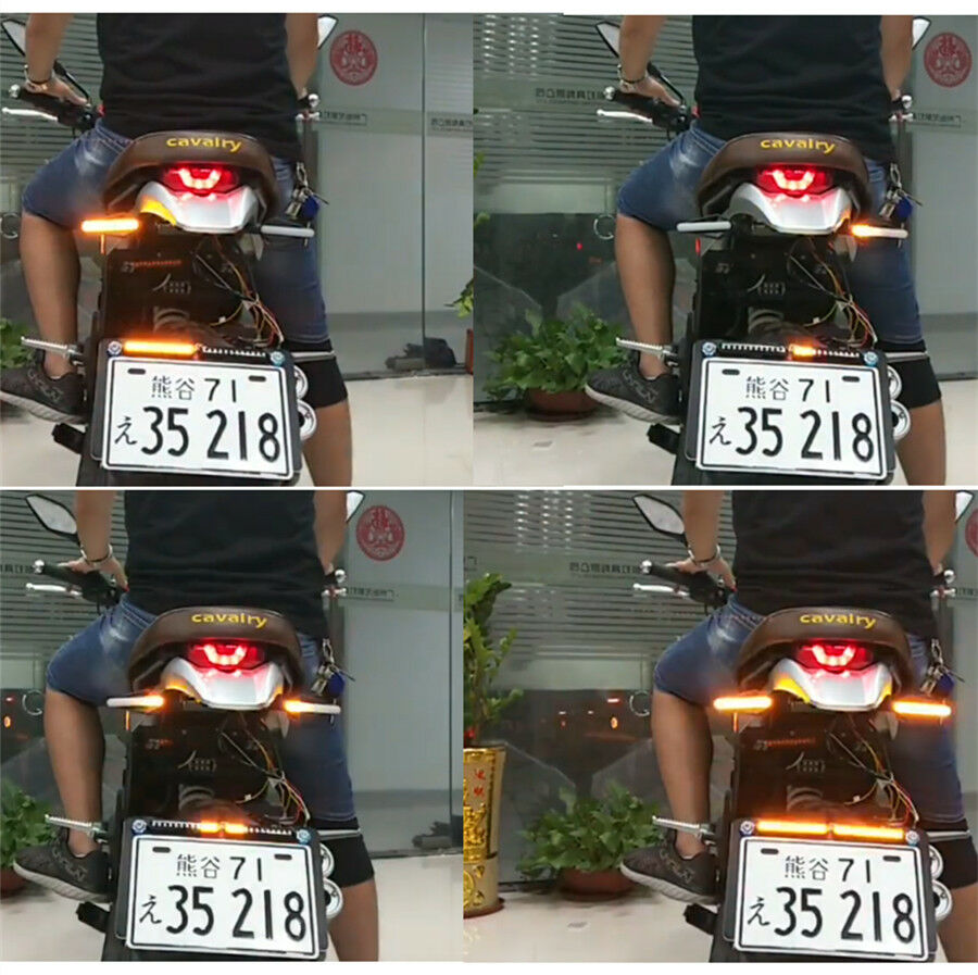 Red+Yellow Motorcycle Brake Tailight Flasher Strobe Flowing Turn Signal Light x2