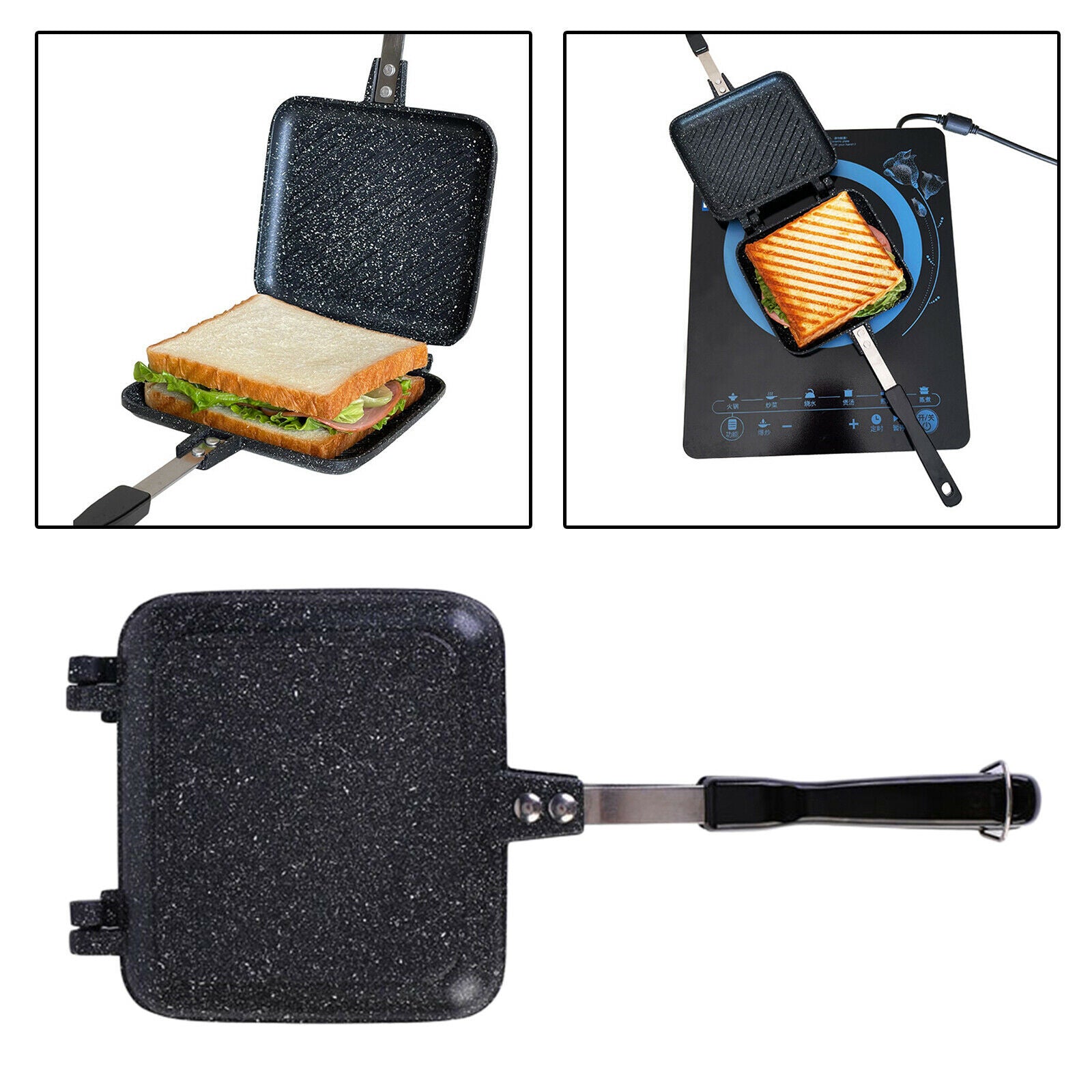 Gas Aluminum Sandwich Maker Bread Machine Waffle Oven Grill Frying Pan