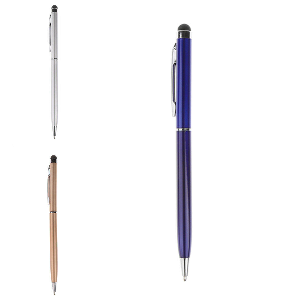 2Pcs 2in1 Ballpoint Pen Fine Touch Screen Tip Stylus Pen Capacitive Touch Screen