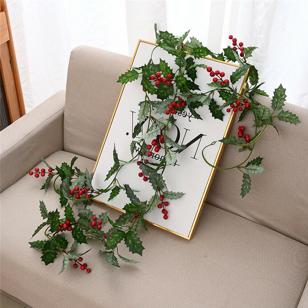 2M Christmas Garland Artificial Wreath Rattan Decor Pine Cones Rattan Leaves