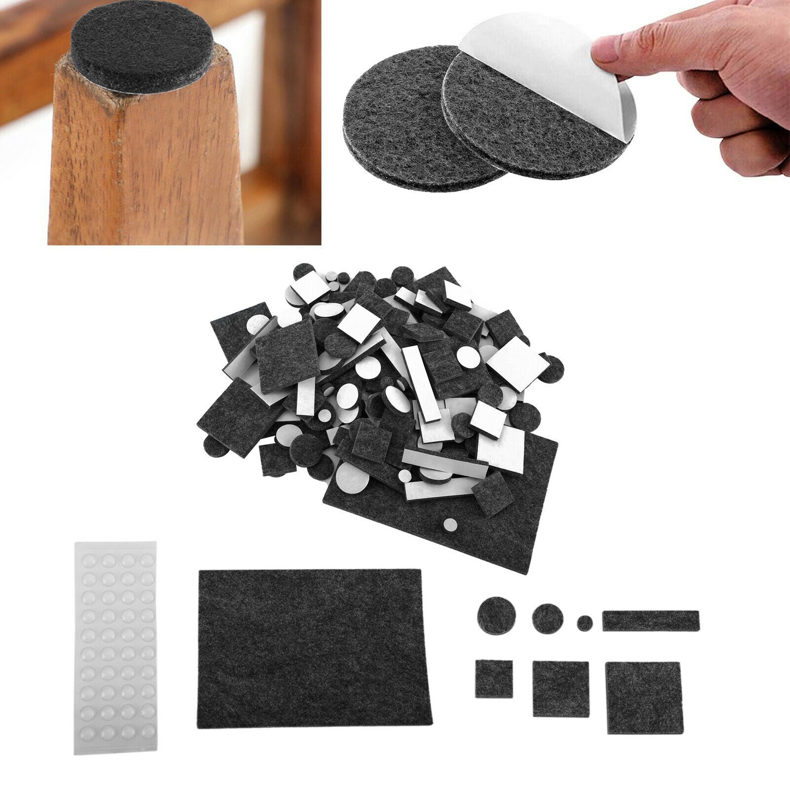 219Pcs Furniture Pads Chair Leg Floor Protectors Felt Pads Hardwood Floors Gray