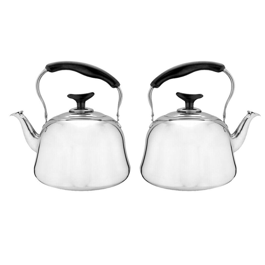 2x Stainless Steel Tea Whistling Kettle Teakettle w/ Whistle Sound Gas 3L