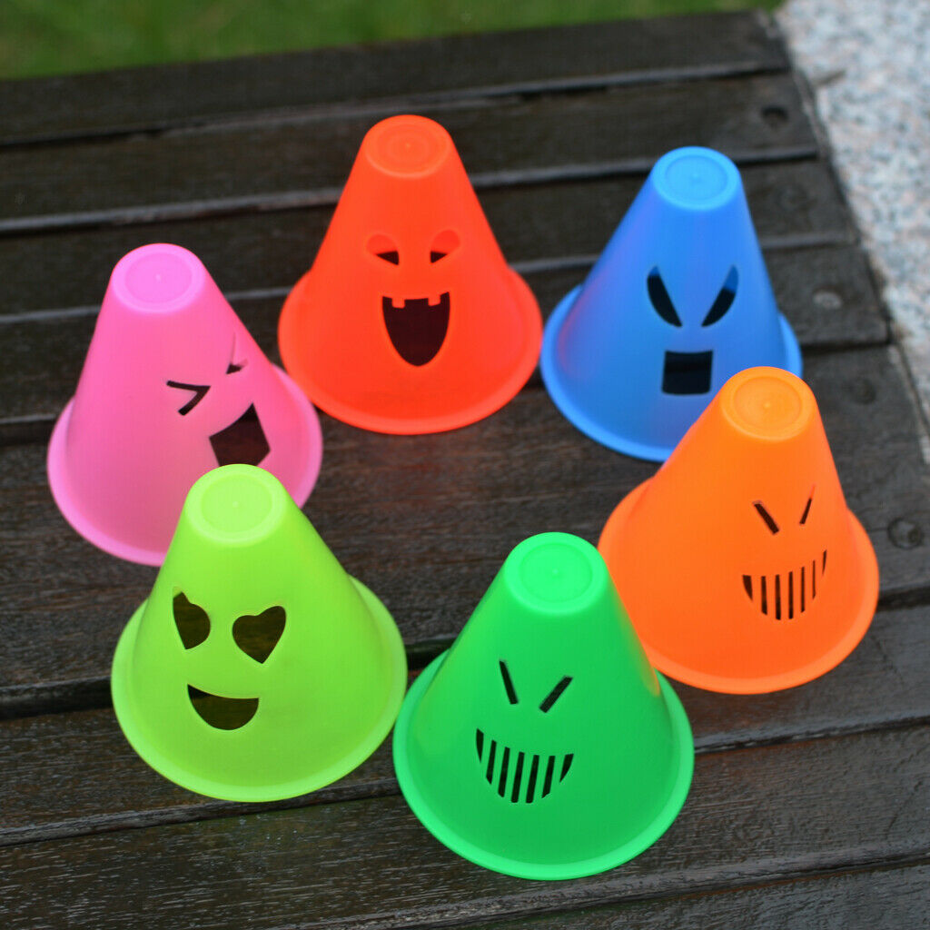 Prettyia 12Pcs Expressions Style Roller Skating Skateboard Cones Pile Cup