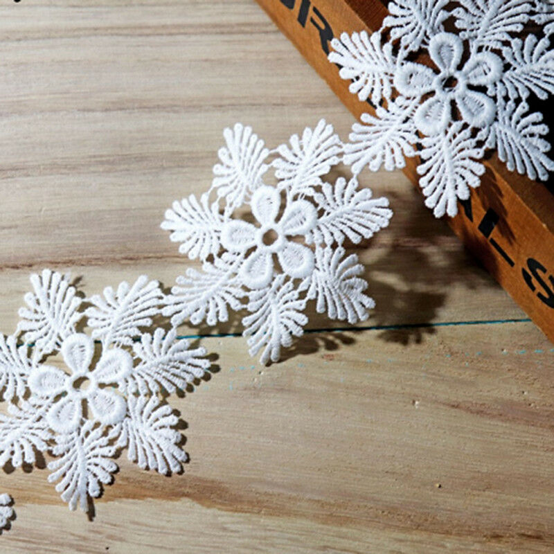 2 Yards Lace Trim Ribbon Embroidered Snowflake Hollow DIY Dress Sewing Materials