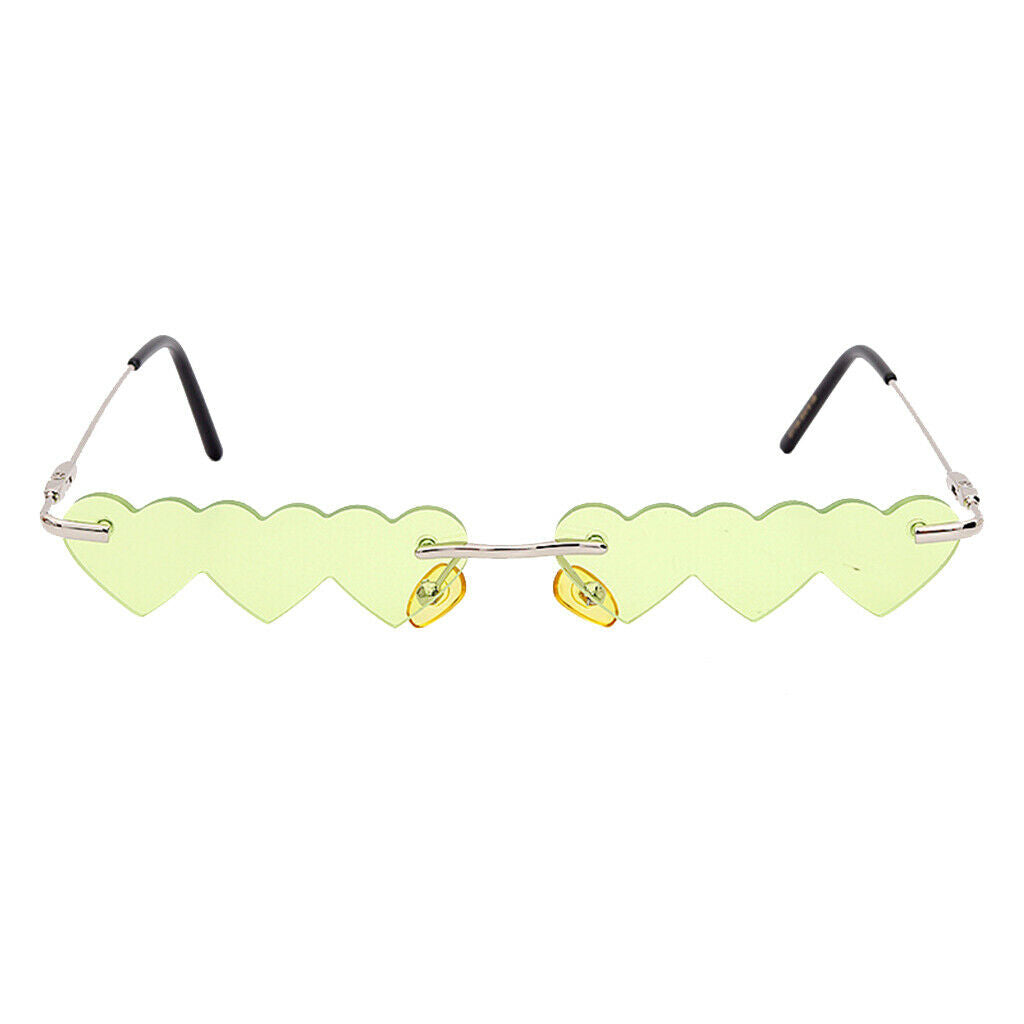 2pcs Novelty Womens Rimless Heart Shape Sunglasses Luxury Designer Glasses
