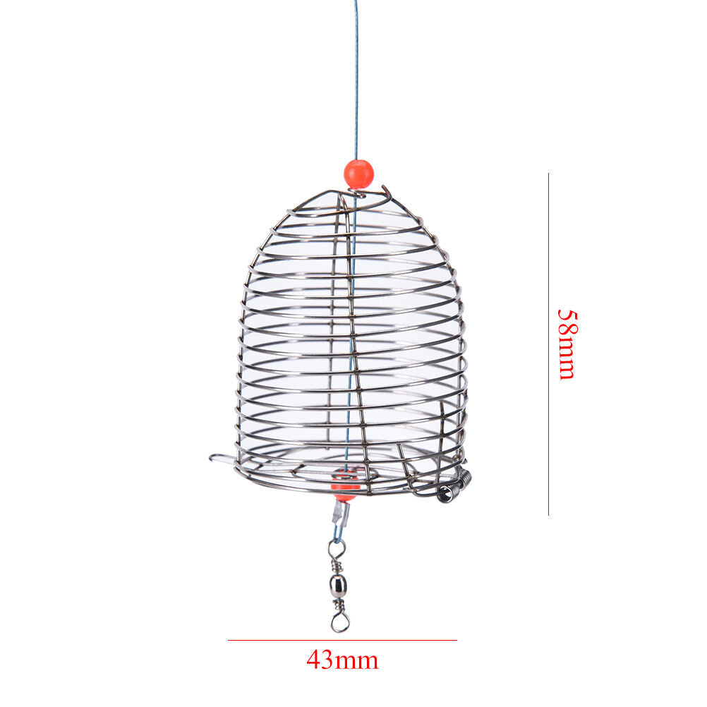 Cage Fishing Trap Basket Feeder Holder Stainless Steel Wire Fishing Lur.l8