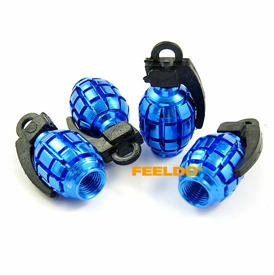 4 Pcs Blue Grenade Style Wheel Tyre Tire Valve Caps Stems Dust Cover For BMW E81