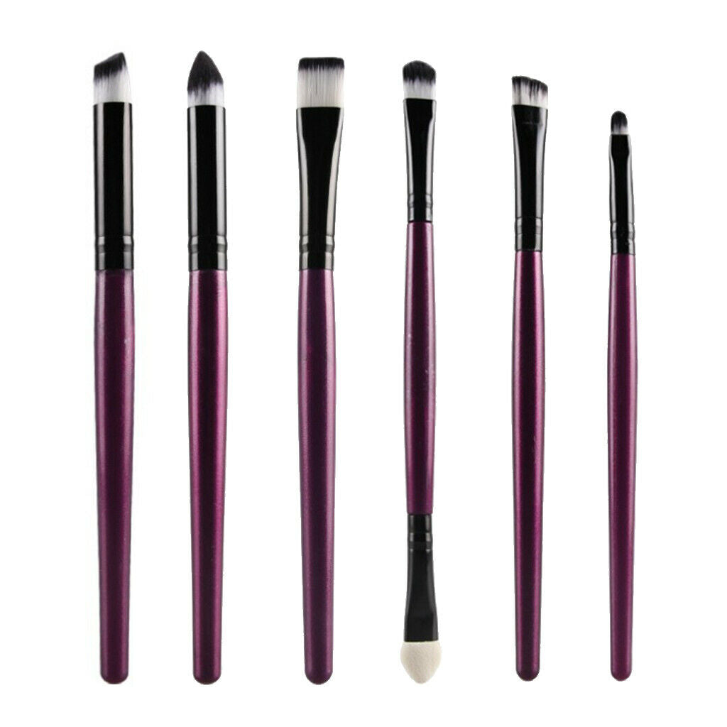 6pcs Soft Synthetic Eye Shadow Makeup Brush Kit for Eye Shader Eyeliner Purple
