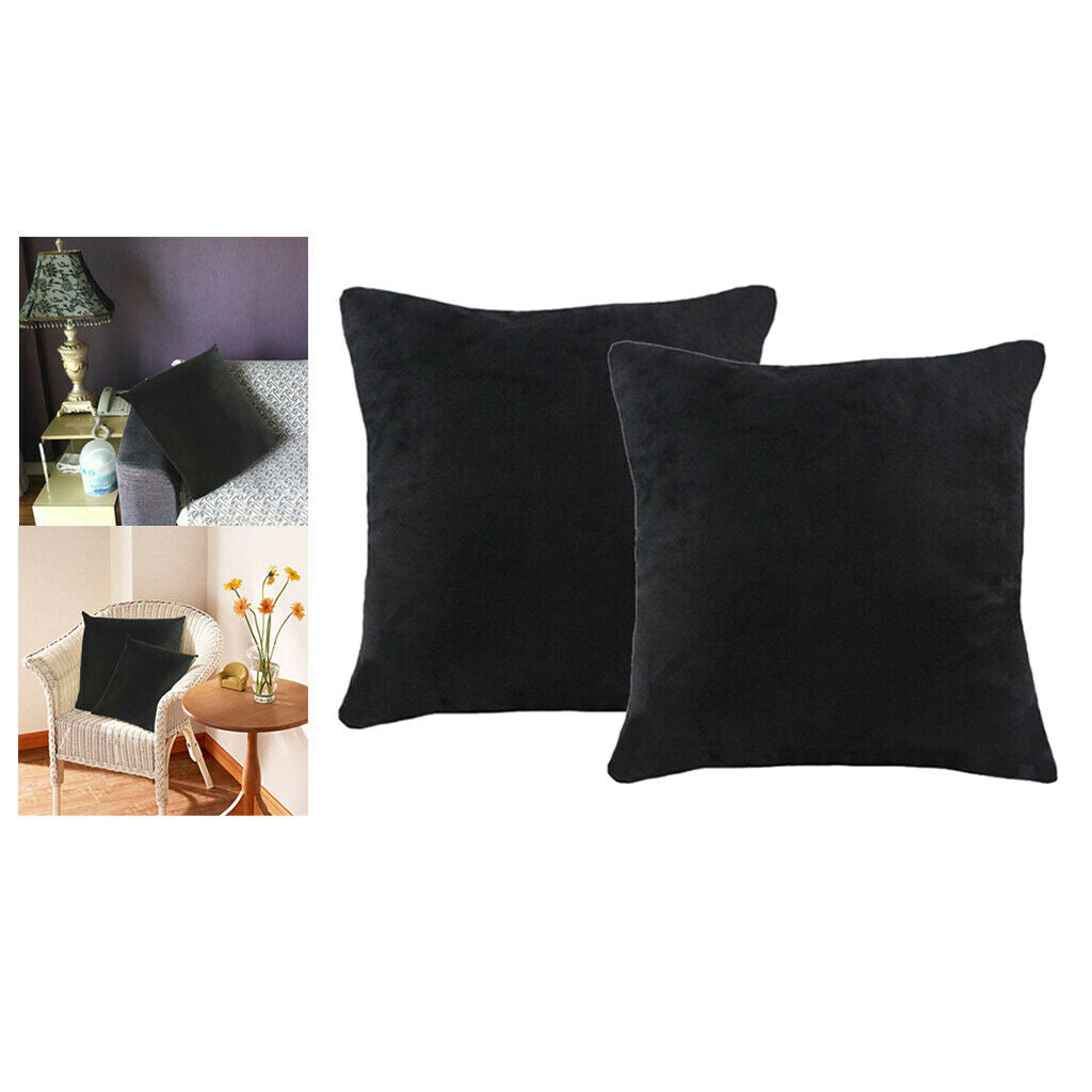2Pack Velvet Sofa Throw Pillow Case Cover Soft Decorative Pillowcase Black