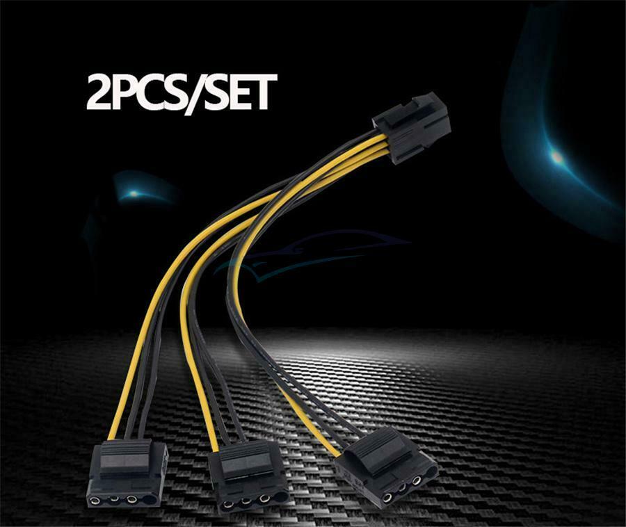 2 Pieces 20cm PCIe 6Pin Female To 3 Molex IDE 4Pin Power Graphic Card Cables