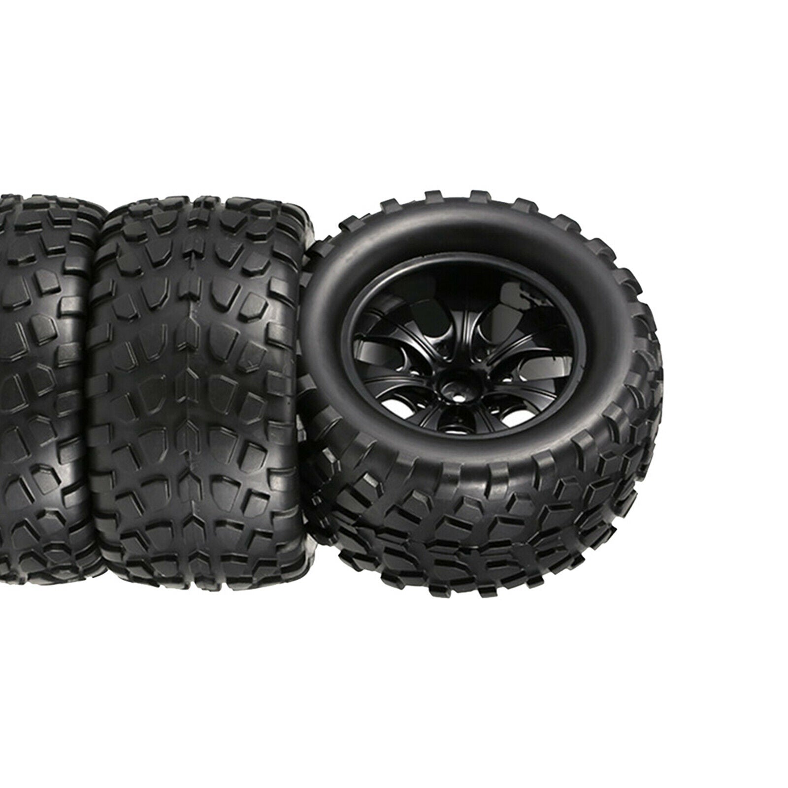 4-Pack RC Car Trunk Hub Wheel Rim &Tires for 1/10 RC Car Truck Replaces