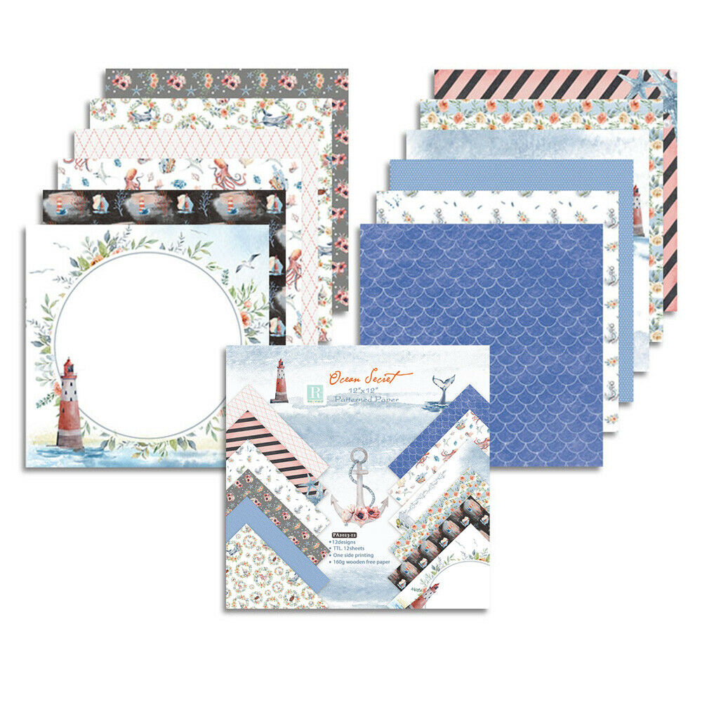 12X 12" Xmas Paper Pad Scrapbooking Single-sided Junk Journal Album Card Craft