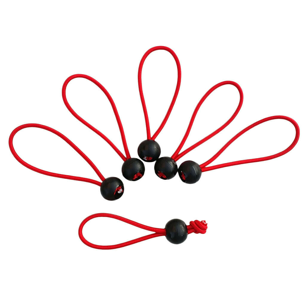 6Pcs 6inch Ball Bungee Loop Cord Tie Down Strap Wire Fix Canopy Tarp Tent Red