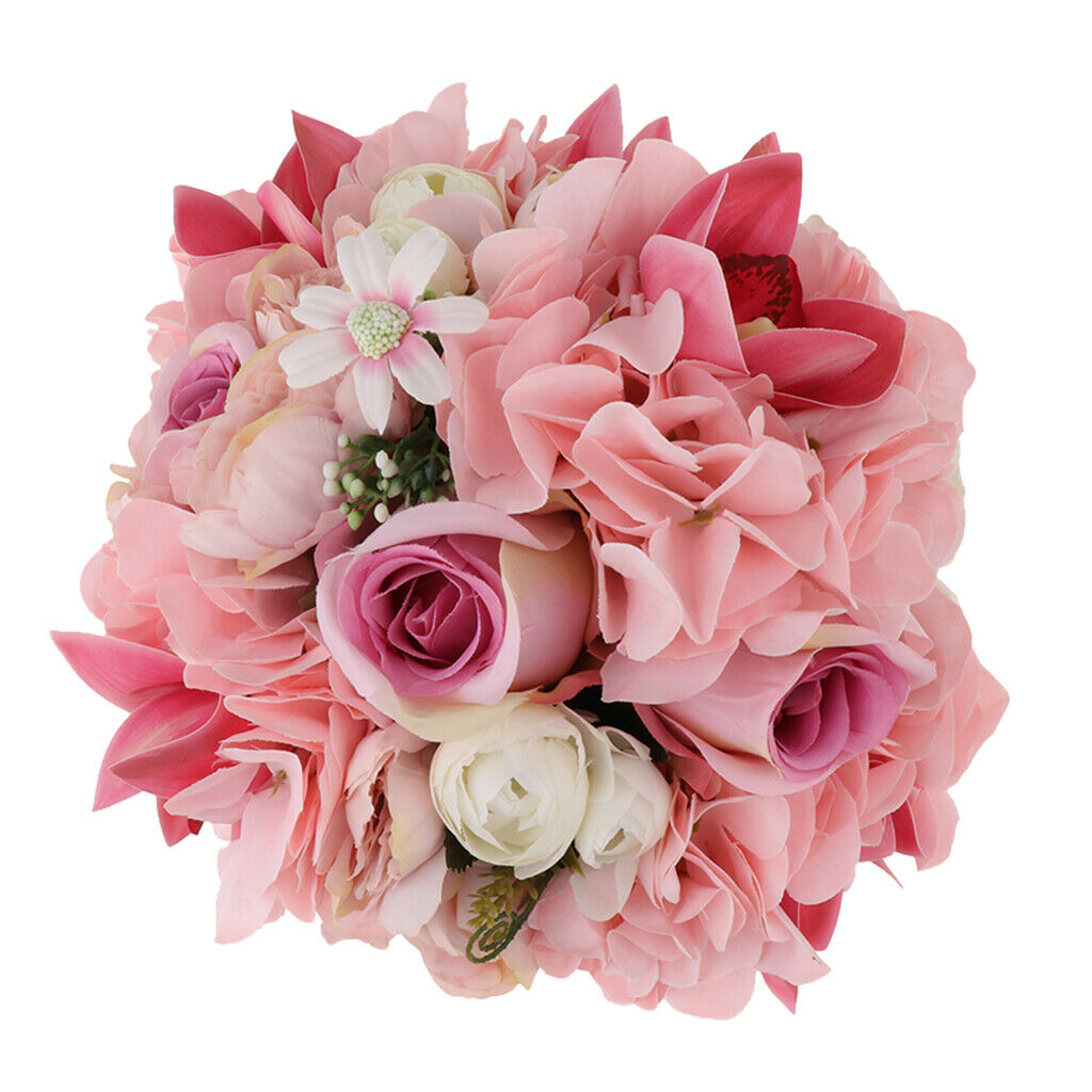 Pink Wedding Bouquet Roses Bridesmaid Bouquet, Bridal Bouquet Artificial Flowers