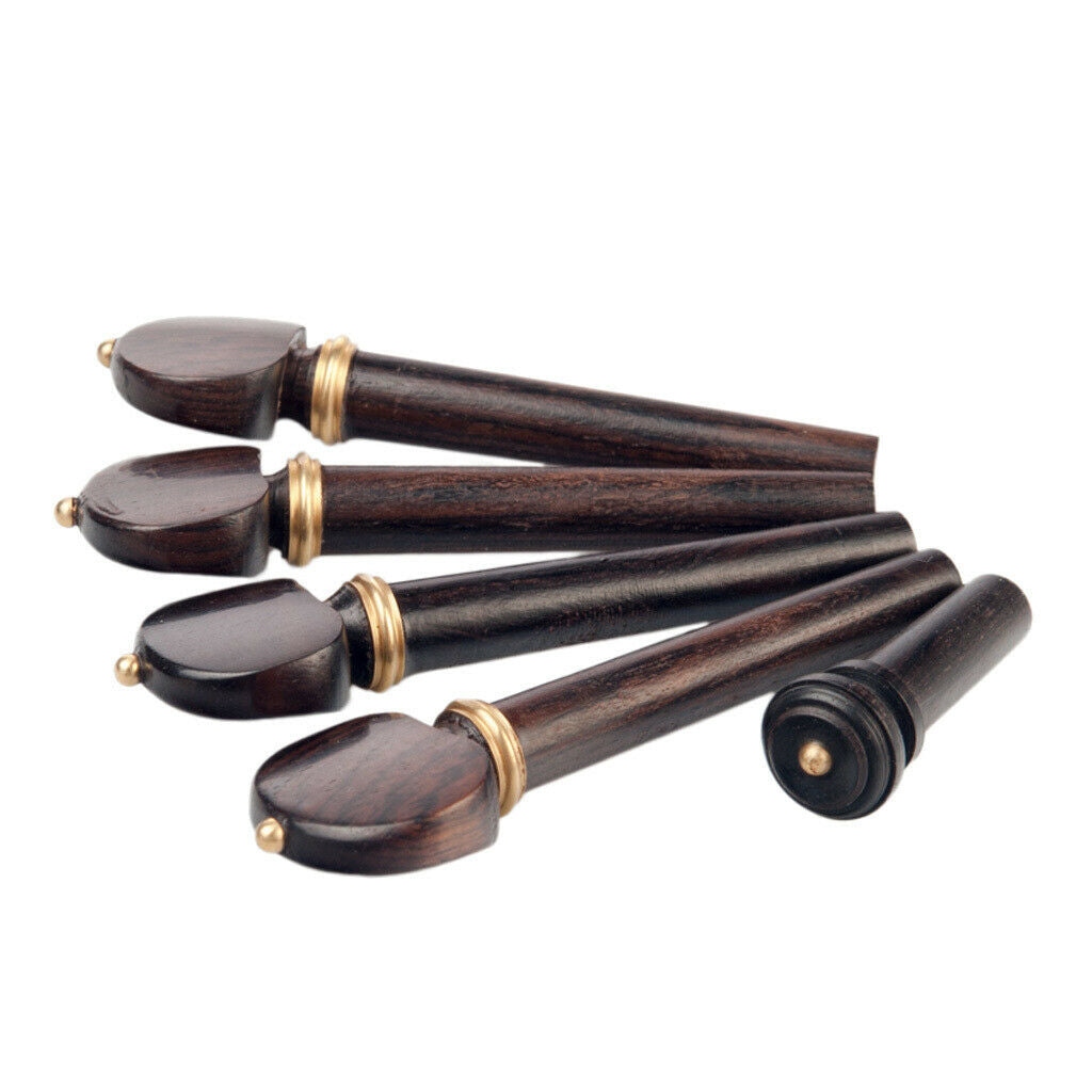Ebony 4/4 Violin 4x Tuning Pegs Tuners with 1x Endpin Set for Violinist Luthier