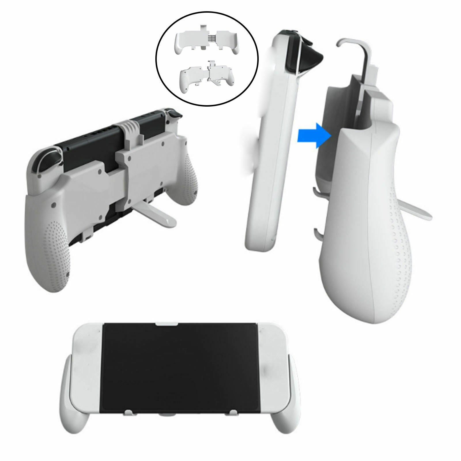 Detachable Hand Grip Case Support Shockproof Organizer for NS Switch White