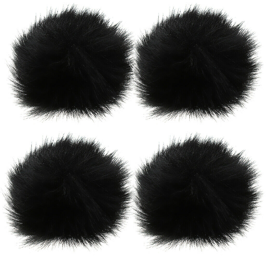 4xMicrophone Furry Windscreen Windshield Muff Mic Furry Cover black