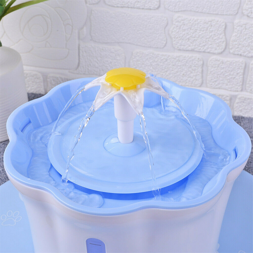 Pet Flower Shape Automatic Water  for Cat Dog Drinking 2.6L Blue with