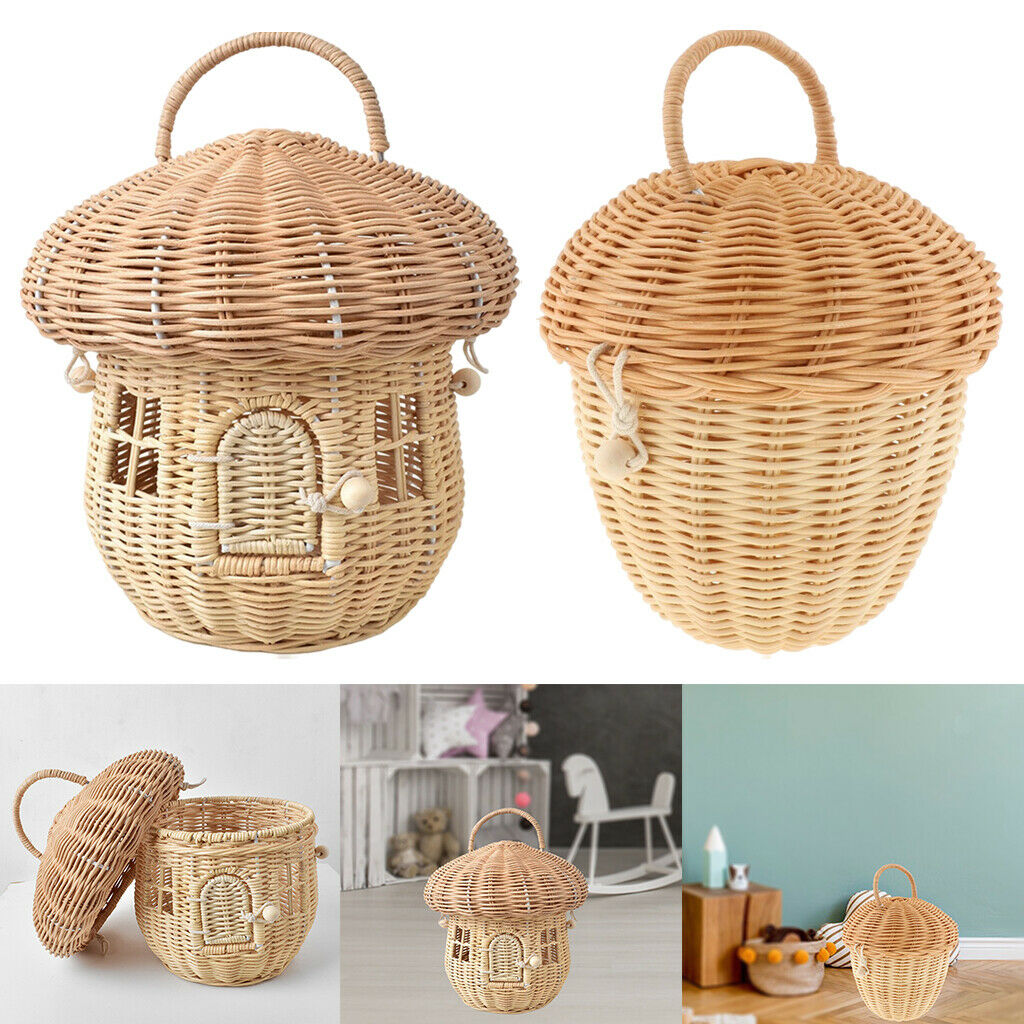 Chic Rattan Handbag Woven Shelf Organizer Box Travel Bucket Fruit Basket