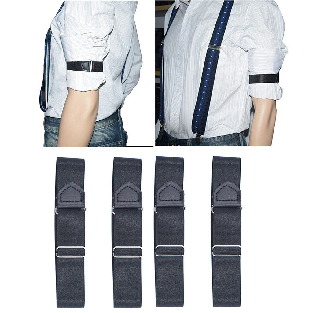 2Pairs Adjustable Shirt Sleeves Arm Garter Band for Men