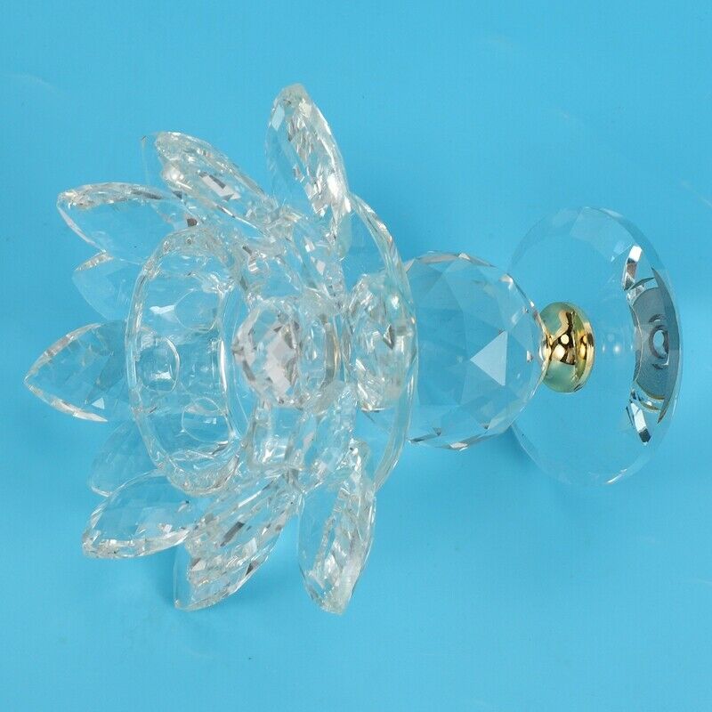 Glass Block Lotus Flower Metal Candle Holders Feng Shui Home Decor Big TealighR8