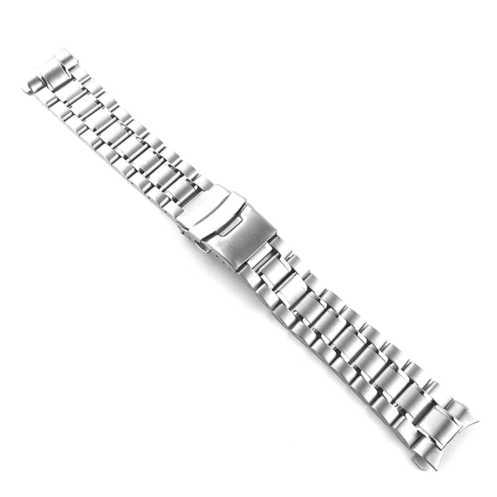 Curved Stainless Steel Watch Band Strap Clasp Solid Links Replacement 22mm