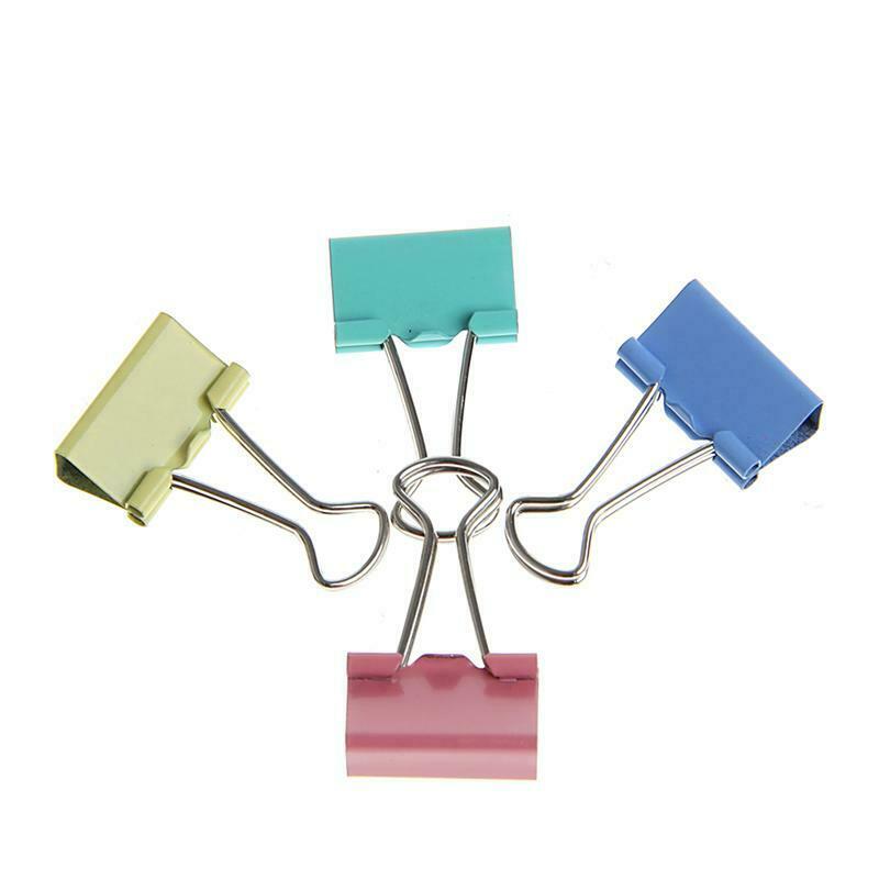 40Pcs Colorful Metal Binder Clips File Paper Clip Office Supplies 19mm Width