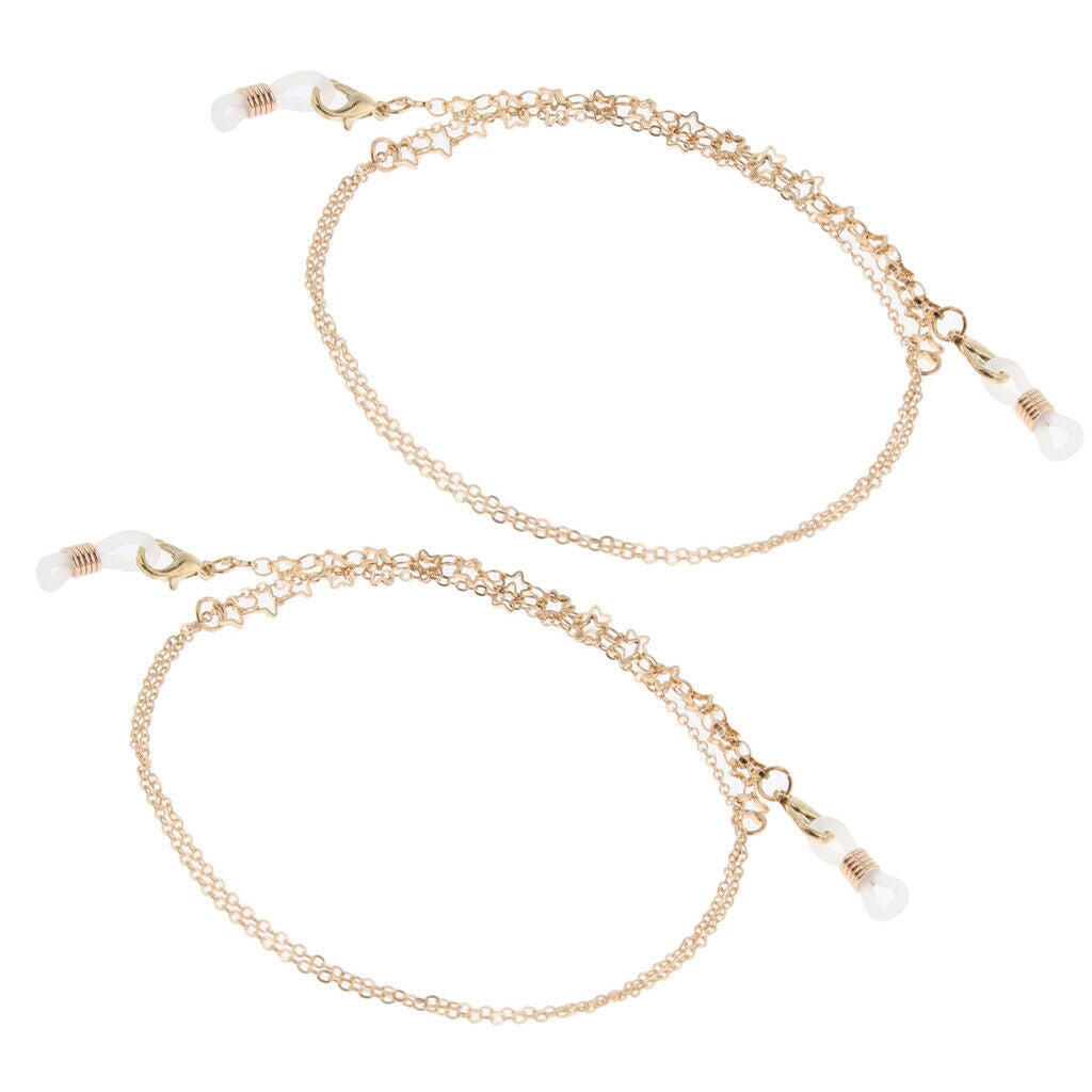 Pack of 2pcs, Anti-slip Elegant Eyeglasses Sunglasses Holder Chains Eyewear